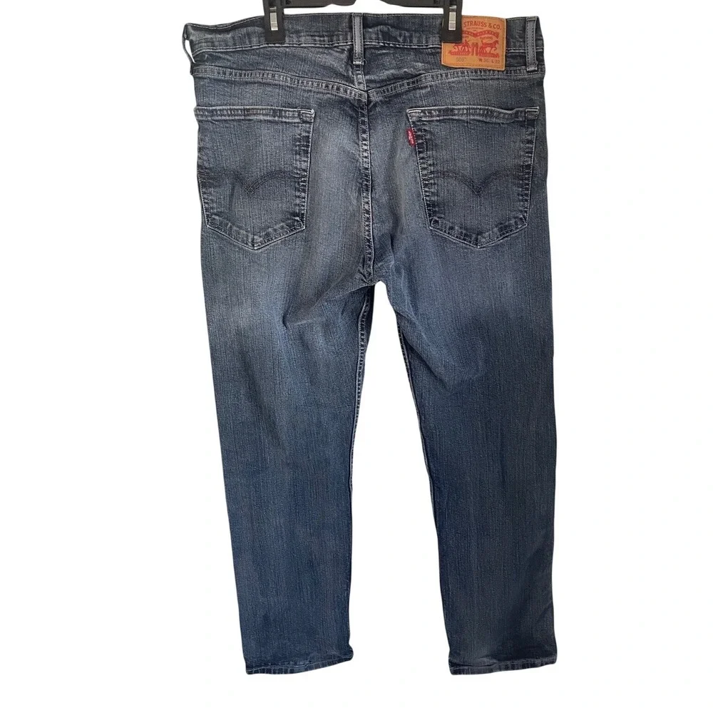 Levis 505 Regular Fit Jeans Mens 36x32 Dark‎ Wash Blue Straight Leg Denim Pants